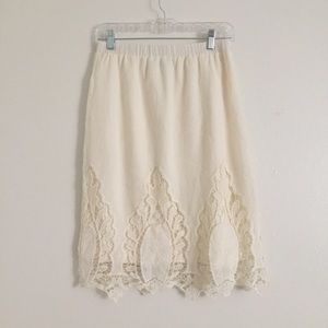 Cream Lace Modest Skirt Size Small